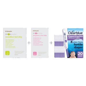 Pakke med Clearblue Advanced Digital eggløsningstest (20 stk.) + ny Smile Reader