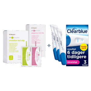 Pakke med Clearblue tidlig graviditetstest (3 stk.) + ny Smile Reader