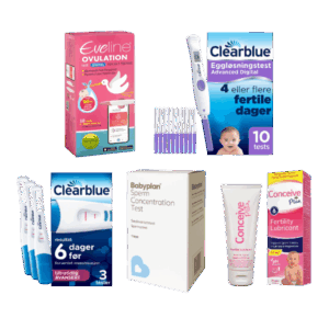 Eveline Smart Fertilitetssystem, Clearblue Advanced Digital 10-pak, Clearblue Ultratidlig Avansert 3-pak, Babyplan Sædkvalitetstest & Conceive Plus 75ml – Avansert Fertilitetskit